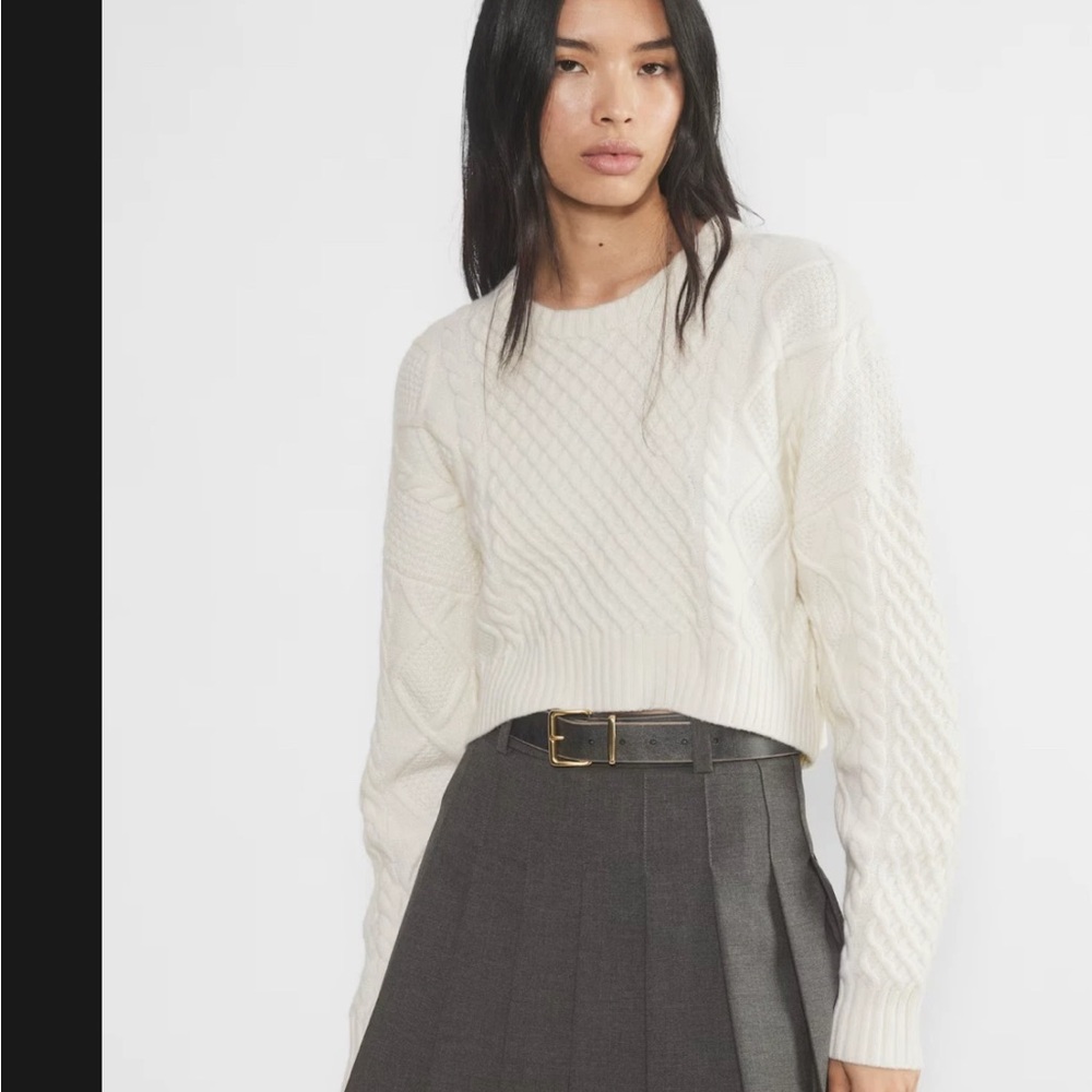 Sunday Best Aritzia Merino Wool Cable Knit Crop Peggy Sweater Fisherman XS  NWT